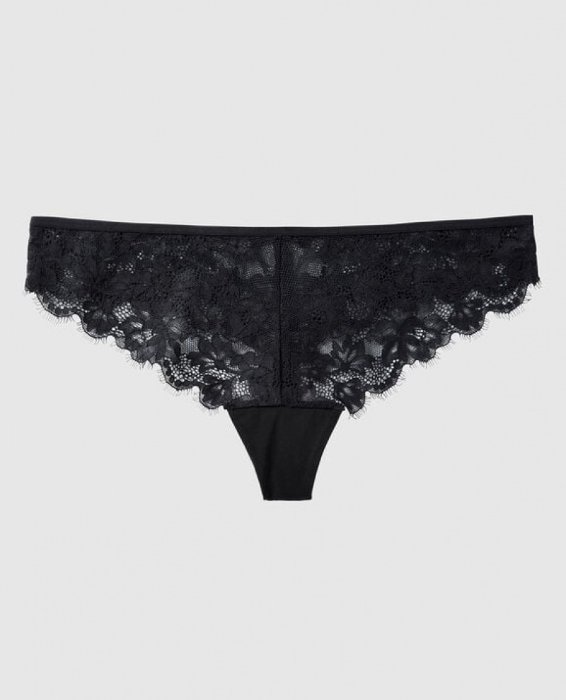La Senza Underwear Free Shipping - Womens Thong Panty Black